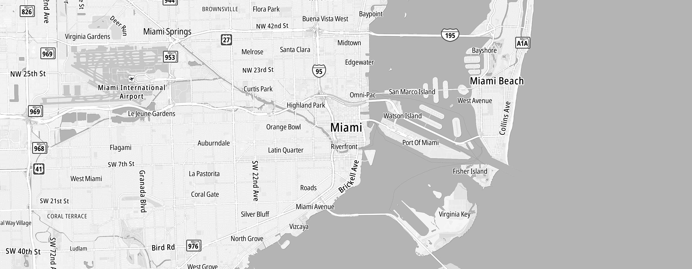 Map of project locations across South Florida